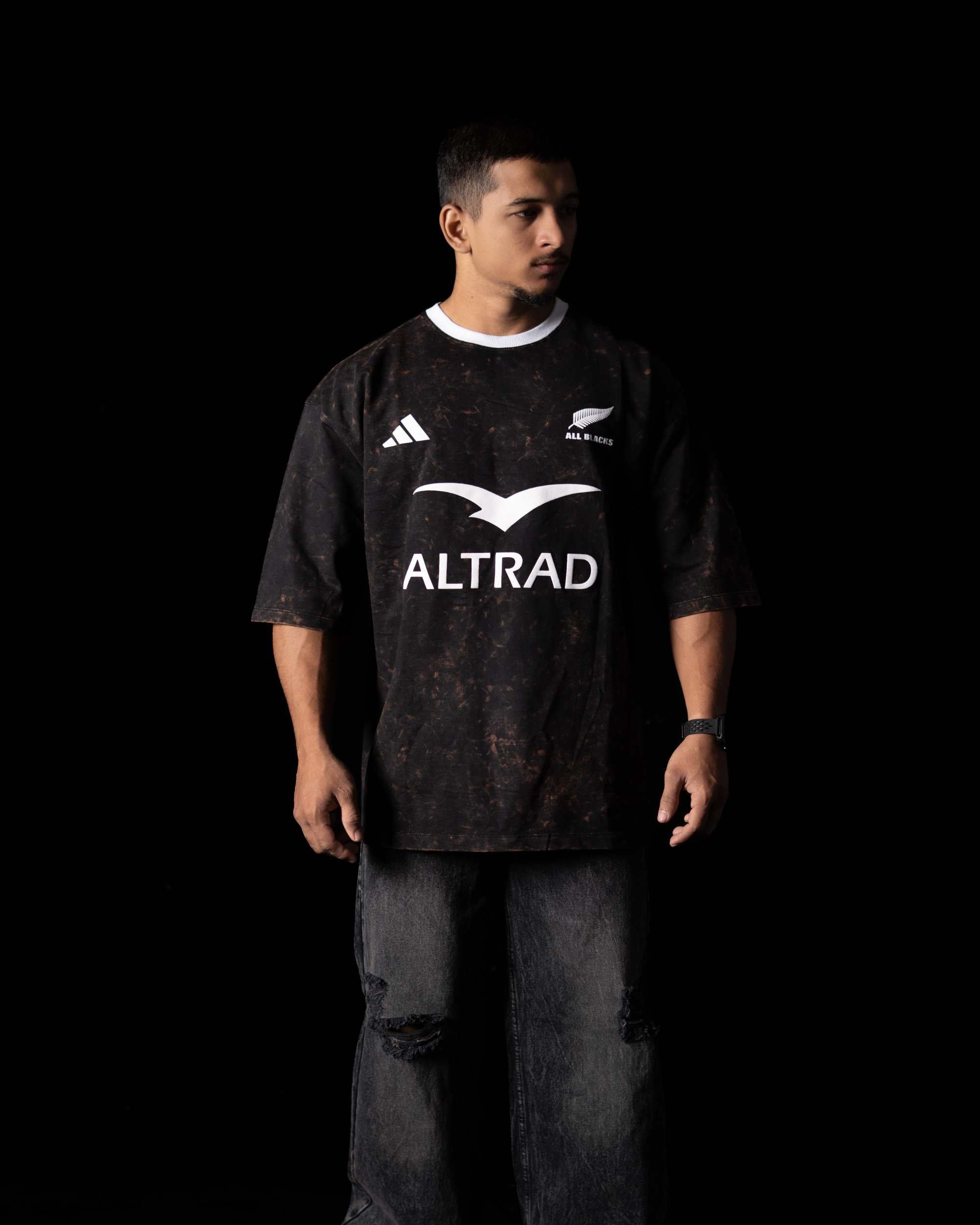 All Black Acid Wash Classic Oversized Tee